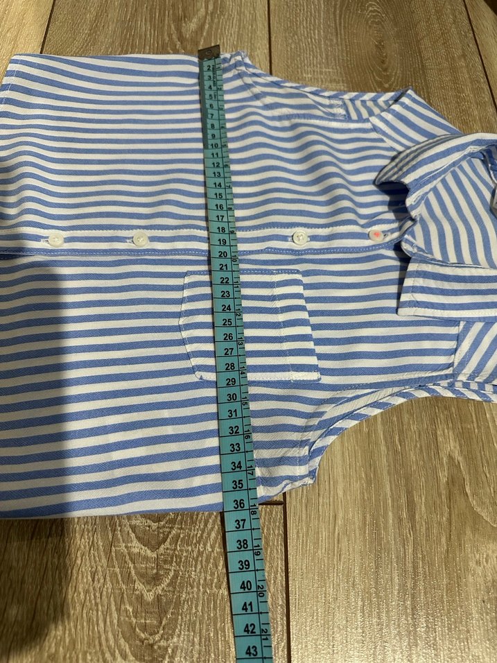 Mavi Çizgili H&M Kolsuz Gömlek - Görsel 4