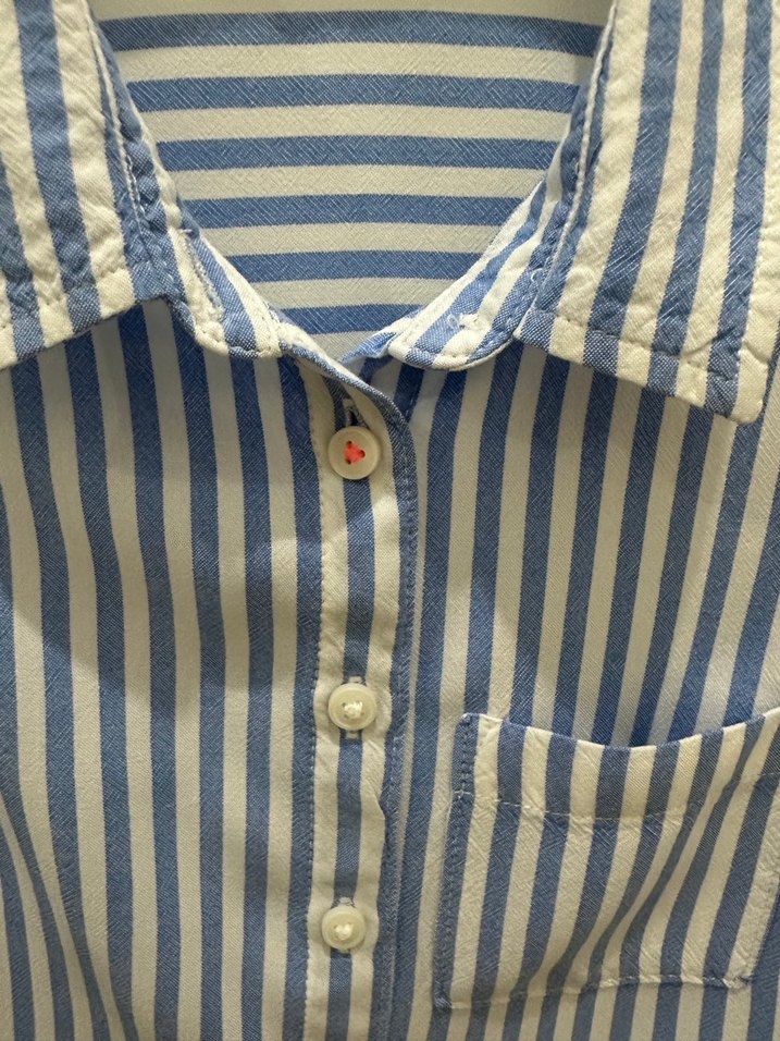 Mavi Çizgili H&M Kolsuz Gömlek - Görsel 5