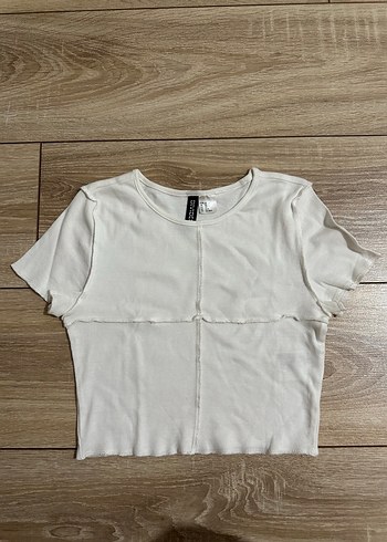 Beyaz Kısa Kollu Crop Tişört