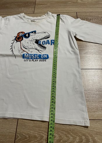 11-12 Yaş Beden Erkek Uzun Kollu Dinazor Baskılı Tişört