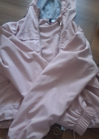 H&M Pembe Midi Boy Kadın Fermuarlı yağmurluk