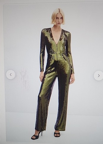 Kadın Parlak Altın Yılan Desenli Uzun Tulum - Görsel 2