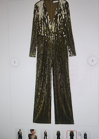 Kadın Parlak Altın Yılan Desenli Uzun Tulum - Görsel 4