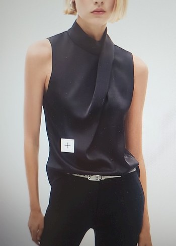 Siyah saten bluz - Görsel 2