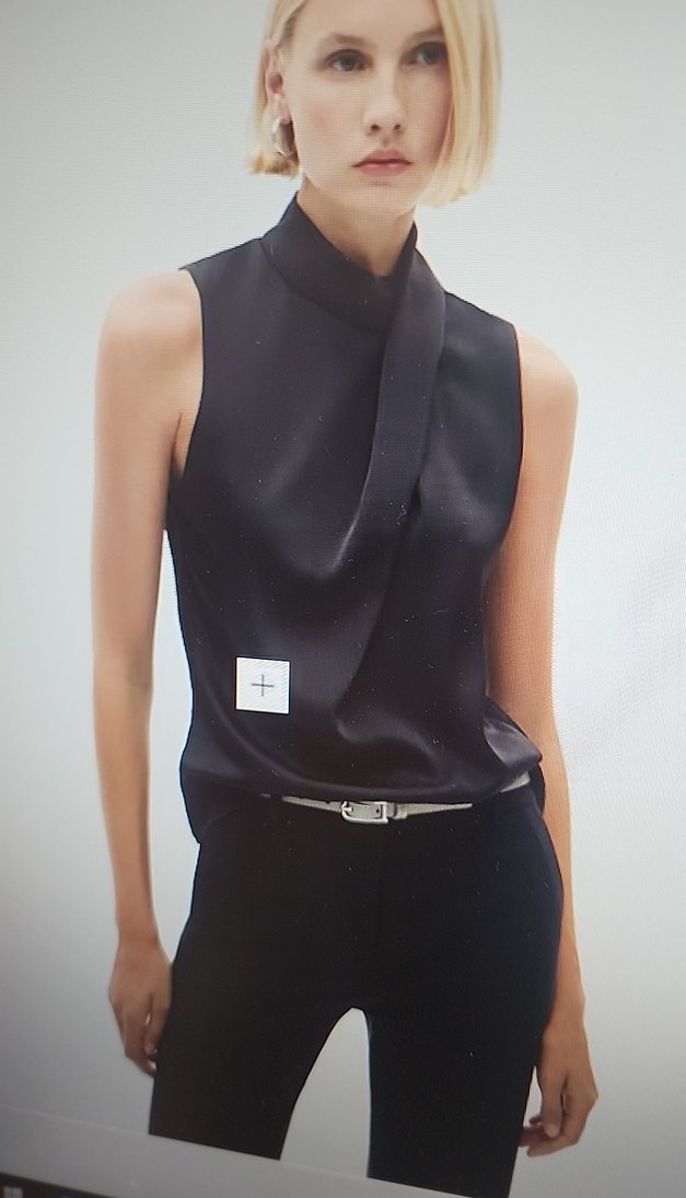 Siyah saten bluz - Görsel 2