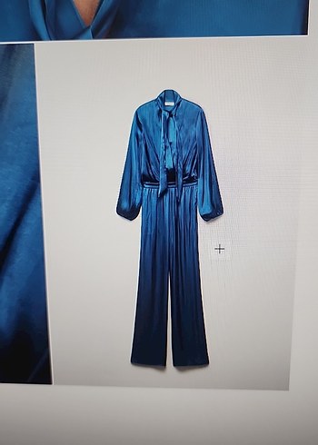 Mavi Bağlamalı V Yaka Kadın Tulum - Görsel 4