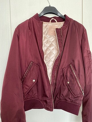 Bordo Kısa Bomber Ceket Pull&Bear