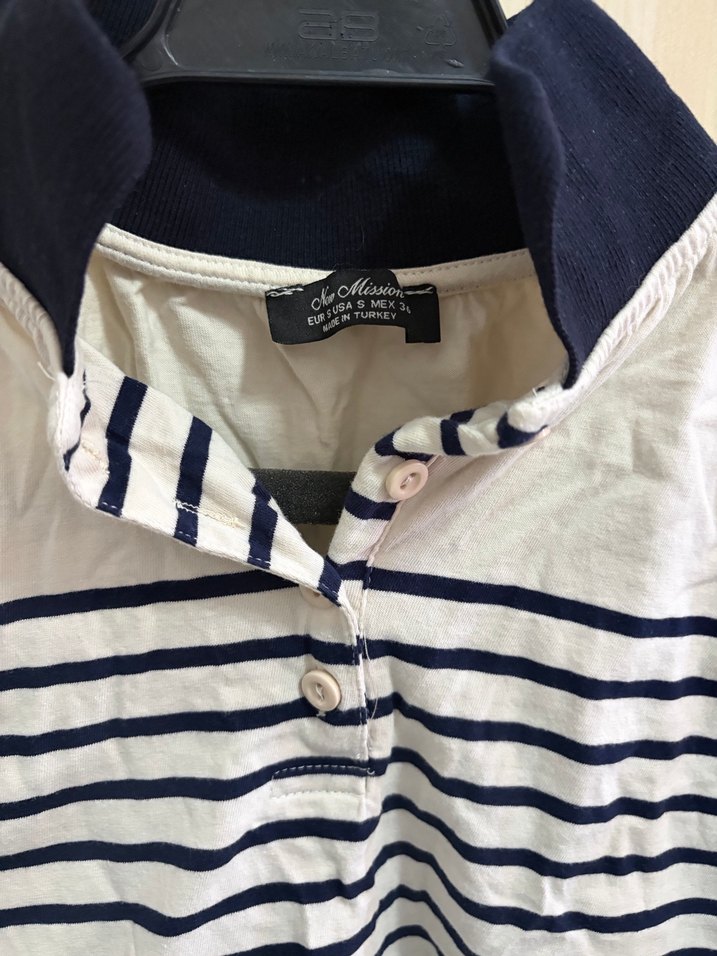 Pamuklu Düğmeli Kadın Beyaz Çizgili crop - Görsel 2