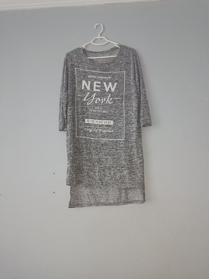 Gri Hamile Tişörtü, Kısa Kollu, Baskılı - Görsel 2