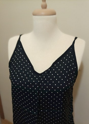 Siyah Puantiyeli V Yaka  Kadın bluz - Görsel 4