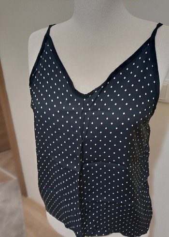 Siyah Puantiyeli V Yaka  Kadın bluz - Görsel 3