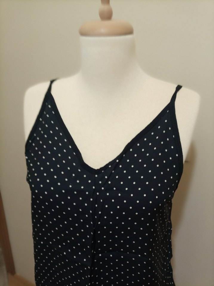 Siyah Puantiyeli V Yaka  Kadın bluz - Görsel 4