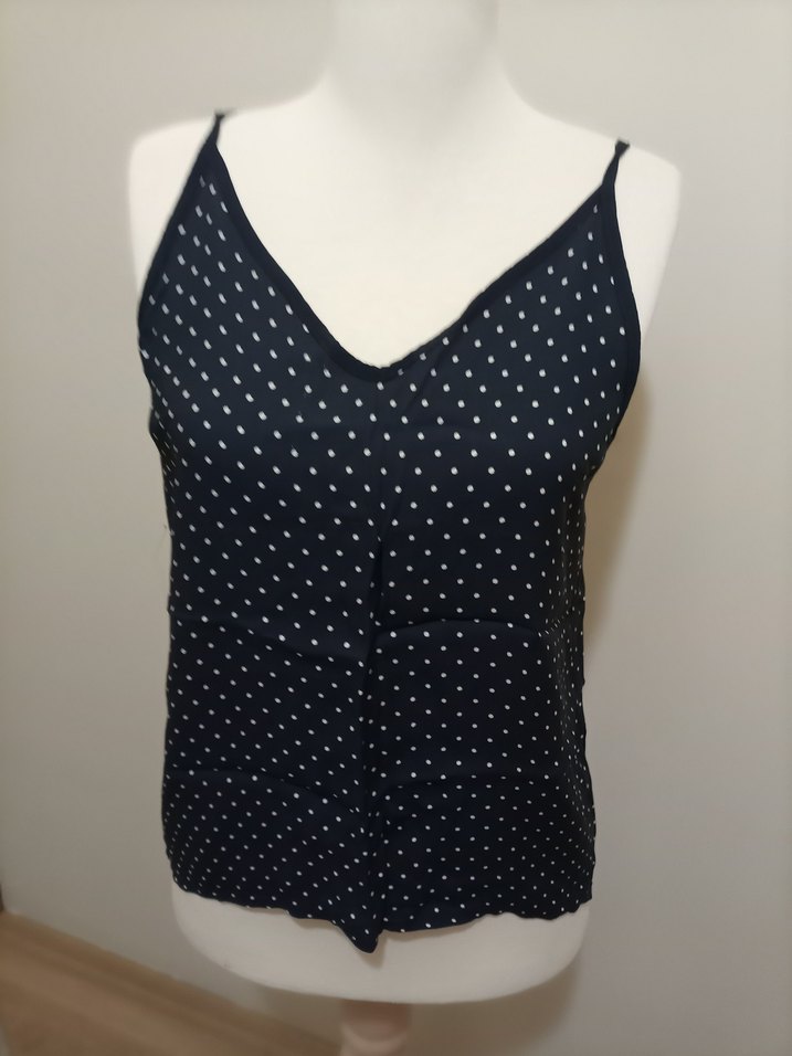 Siyah Puantiyeli V Yaka  Kadın bluz - Görsel 2