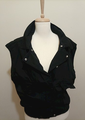 Düğmeli Siyah Gotik Kadın Yelek - Görsel 4