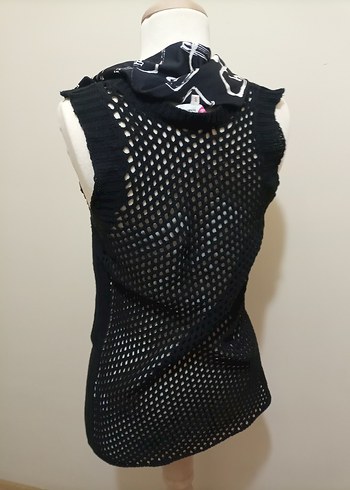 Siyah Örgü Midi Kolsuz Elbise - Görsel 5