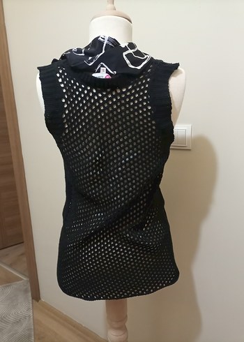 Siyah Örgü Midi Kolsuz Elbise - Görsel 6