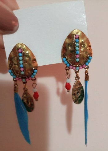 Renkli Püsküllü Bohem Uzun Küpe - Görsel 6