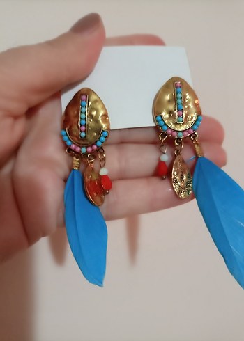 Renkli Püsküllü Bohem Uzun Küpe - Görsel 2