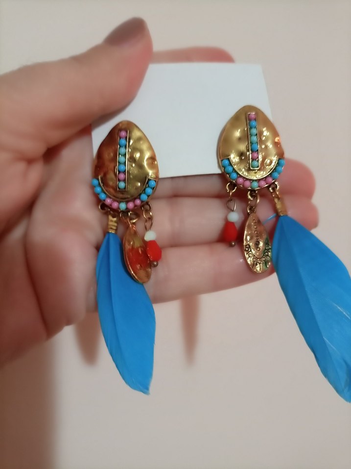 Renkli Püsküllü Bohem Uzun Küpe - Görsel 2