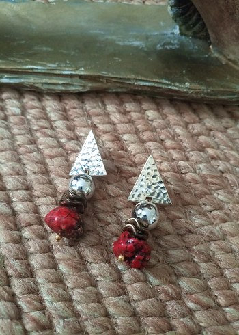 Bohem Kırmızı Boncuklu Mini Küpe - Görsel 4