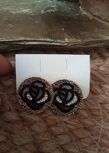 Siyah Desenli Mini Düğme Küpe - Görsel 4