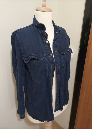 Citcitli  Lacivert Denim Kadın Gömlek - Görsel 2