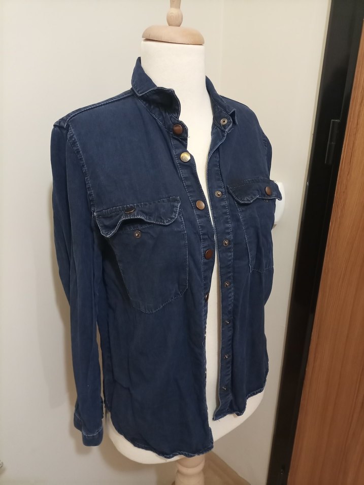 Citcitli  Lacivert Denim Kadın Gömlek - Görsel 2