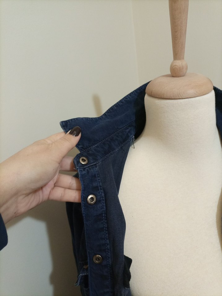 Citcitli  Lacivert Denim Kadın Gömlek - Görsel 5