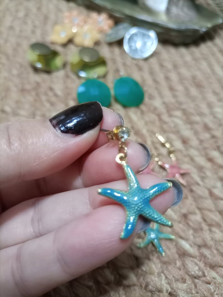 Turkuaz Boncuklu Mini Deniz Yıldızı Küpe - Görsel 5