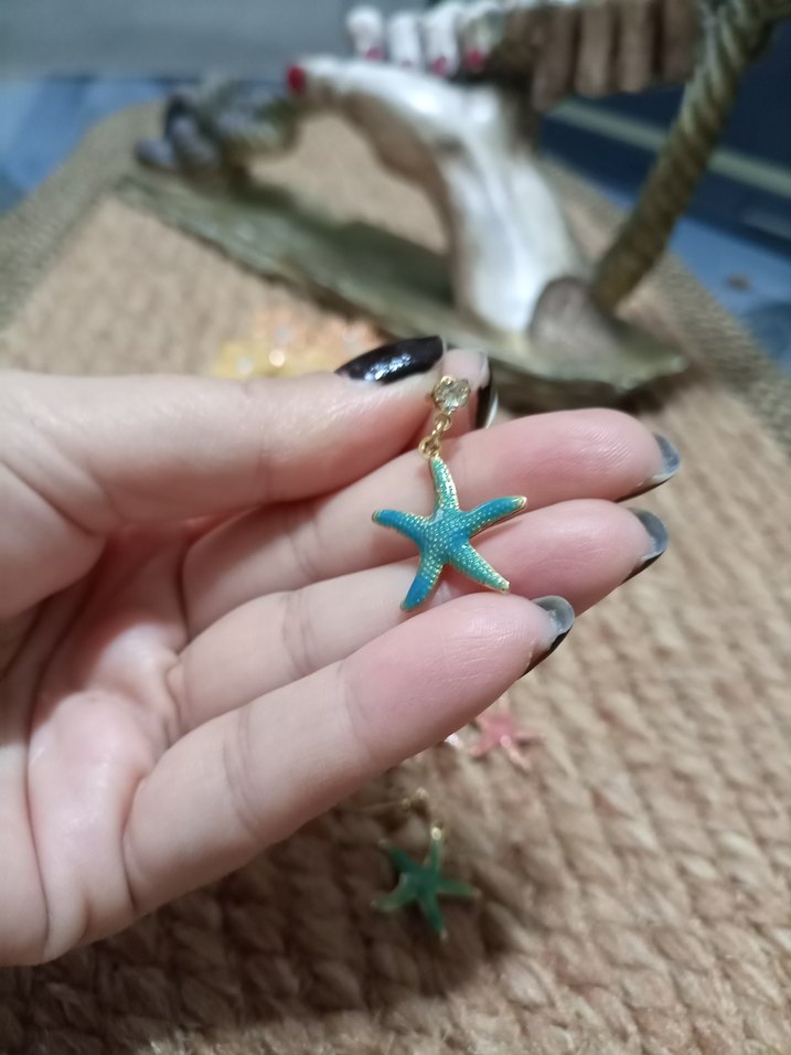 Turkuaz Boncuklu Mini Deniz Yıldızı Küpe - Görsel 4