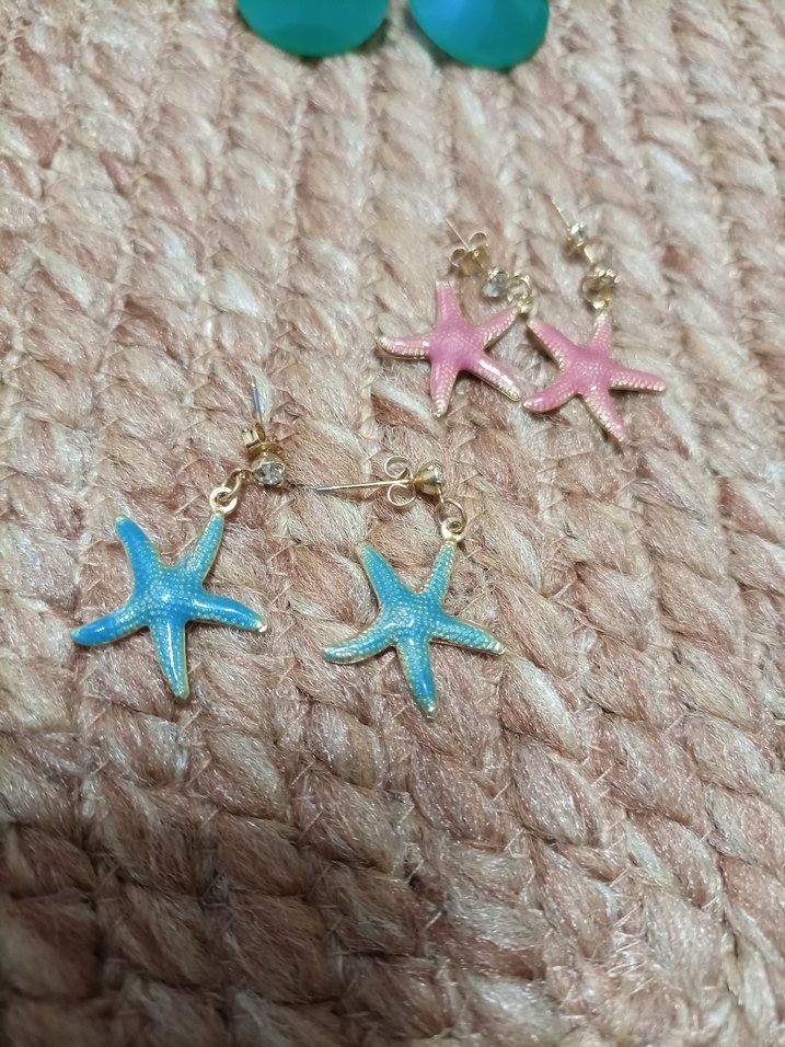 Turkuaz Boncuklu Mini Deniz Yıldızı Küpe - Görsel 3