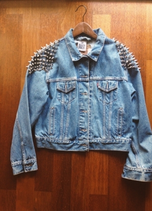 Zımba detaylı denim ceket