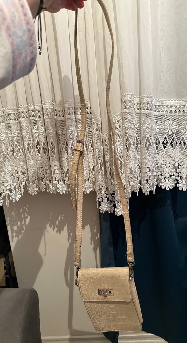 Bej Deri Krokodil Desenli Kadın Çanta - Görsel 4