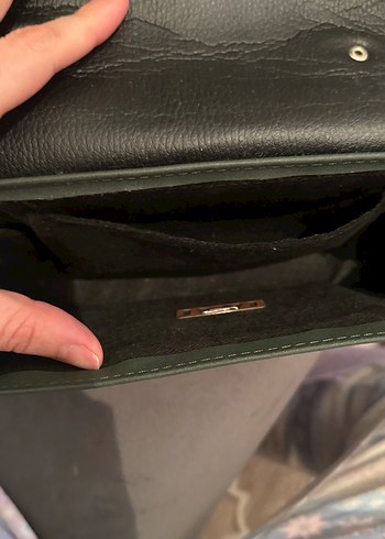 Tokalı Koyu Yeşil Deri Kadın Çanta - Görsel 2