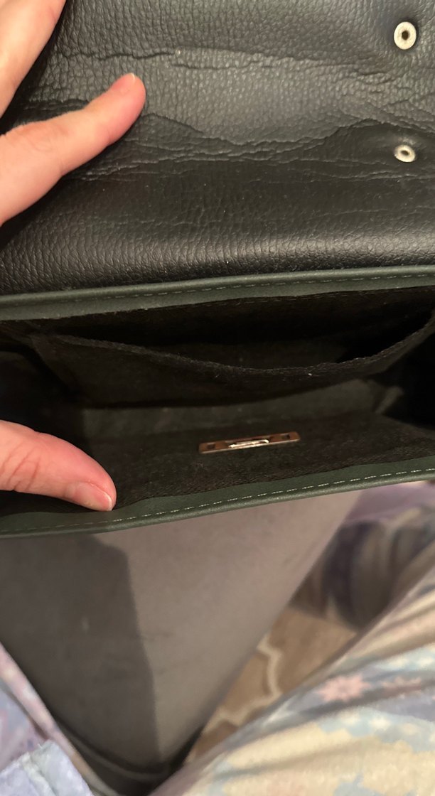 Tokalı Koyu Yeşil Deri Kadın Çanta - Görsel 2