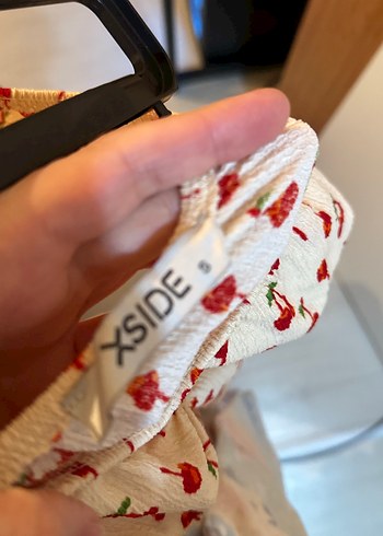 V Yaka, Kısa Kollu, Baskılı Midi Elbise - Görsel 3