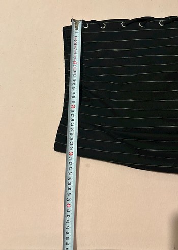 Düğmeli Siyah Çizgili Midi Kalem Etek - Görsel 7