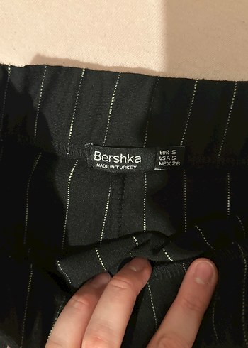 Düğmeli Siyah Çizgili Midi Kalem Etek - Görsel 3