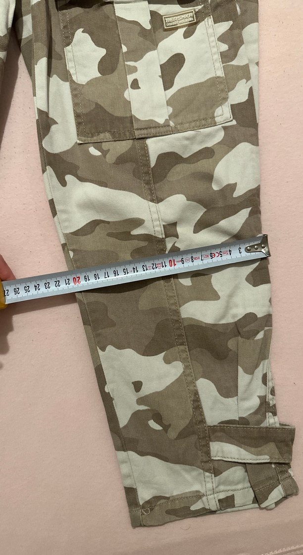 Bej Kamuflaj Desenli Rahat Kesim Kadın Pantolon - Görsel 5