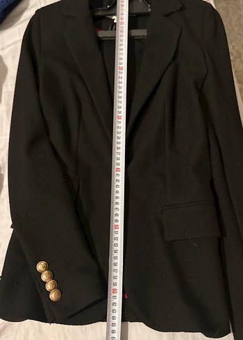 Kadın Siyah Düğmeli Midi Blazer Ceket - Görsel 6