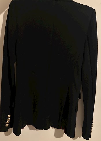 Kadın Siyah Düğmeli Midi Blazer Ceket - Görsel 2