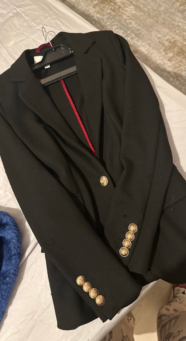 Kadın Siyah Düğmeli Midi Blazer Ceket - Görsel 3