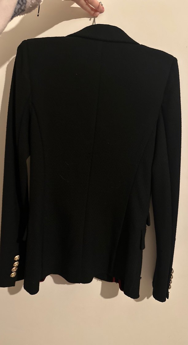 Kadın Siyah Düğmeli Midi Blazer Ceket - Görsel 2