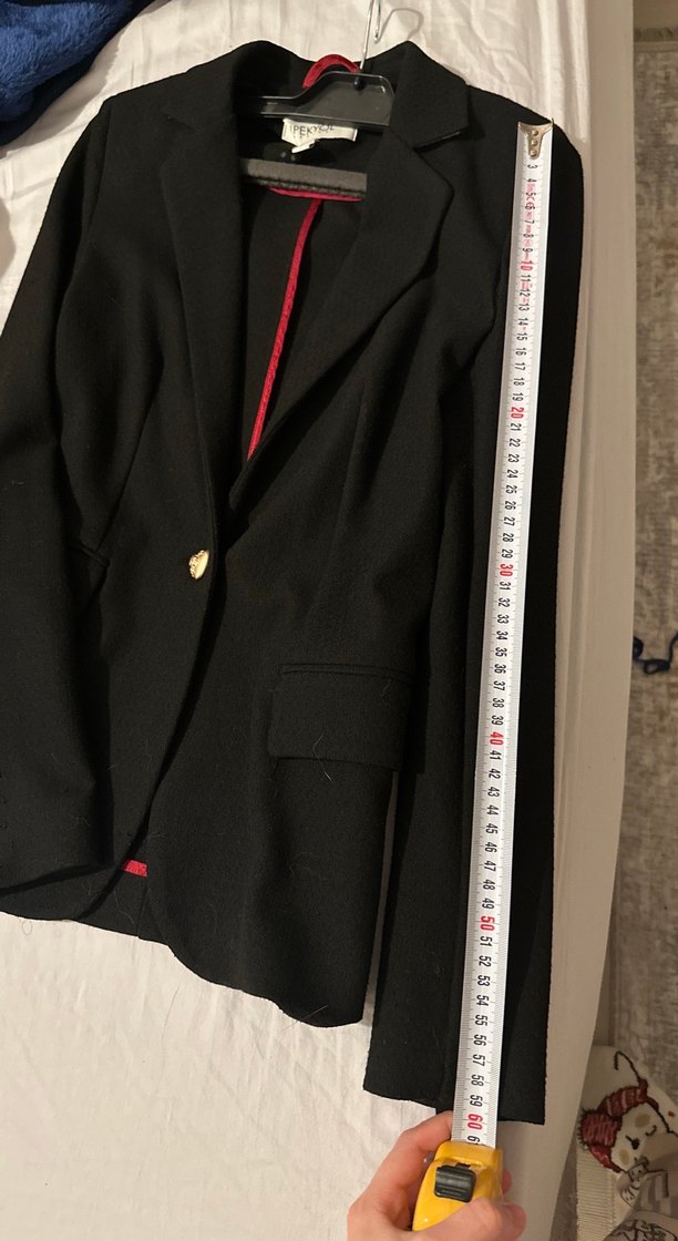 Kadın Siyah Düğmeli Midi Blazer Ceket - Görsel 5