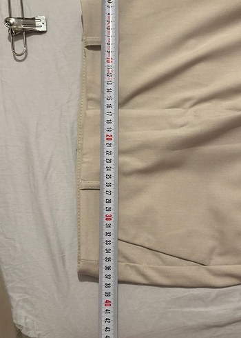 Düğmeli Bej Kadın Kumaş Pantolon - Görsel 6