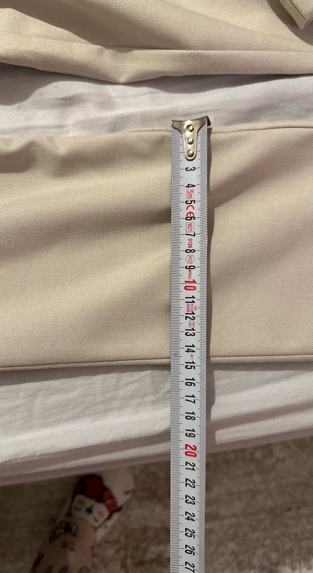 Düğmeli Bej Kadın Kumaş Pantolon - Görsel 5