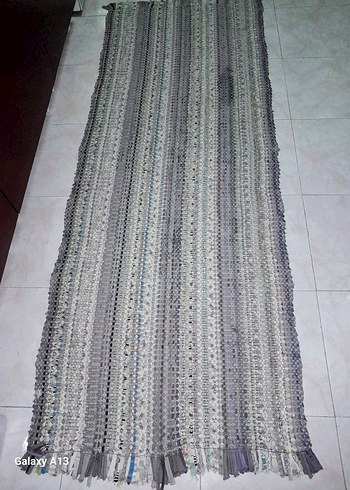 Gri Pamuklu Desenli Kilim