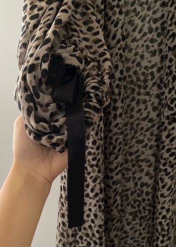 Kadın Leopar Desenli Uzun Salaş 
 abaya - Görsel 3