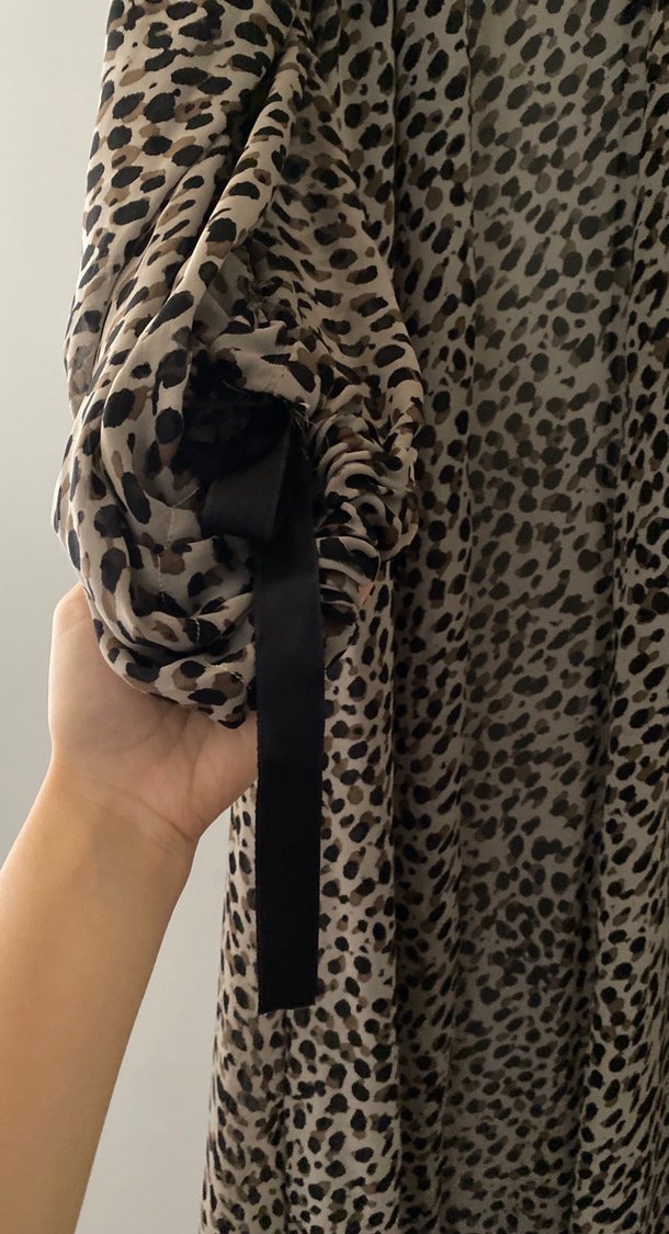 Kadın Leopar Desenli Uzun Salaş 
 abaya - Görsel 3