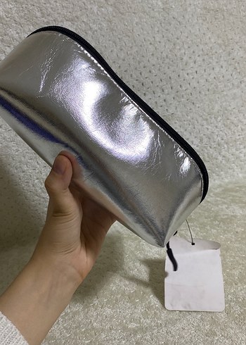 Gri Kadın Makyaj Çantası Fermuarlı - Görsel 3